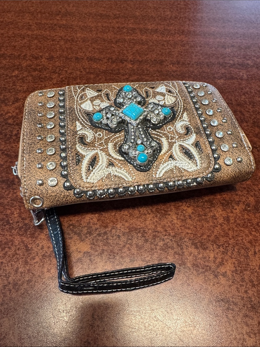 Wristlet with cross and bling
